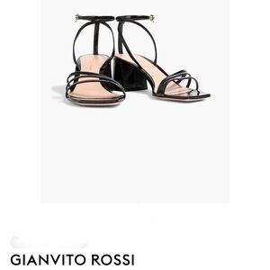 Gianvito Rossi Brielle Patent Black size 38.5 Strappy Block Heel Sandals